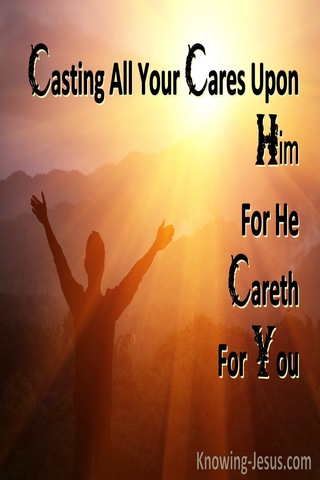 1 Peter 5:7 Casting All Your Cared Upon Him For He Careth For You (orange)